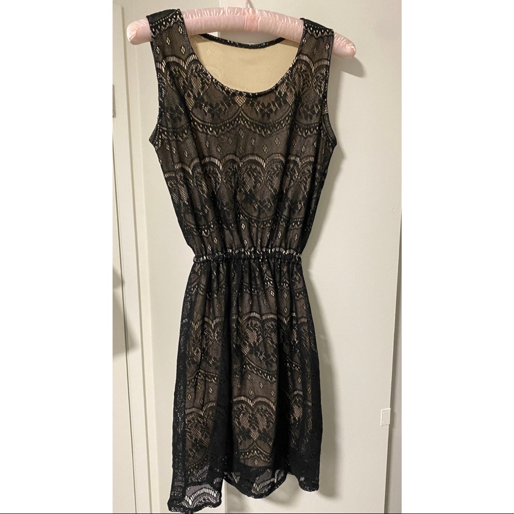 Lace Dress Black & Tan, higher neckline, professional